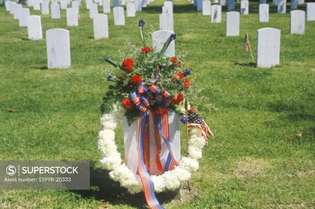 Wreath On Grave, Los Angeles, California