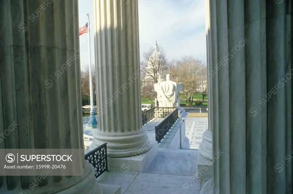 View from Between the Columns of the United States Supreme Court Building, Washington, D.C.