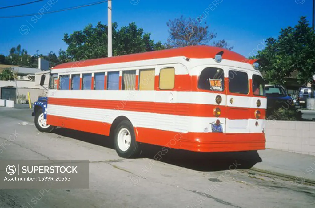 Bus Painted Like American Flag, Glendale, California