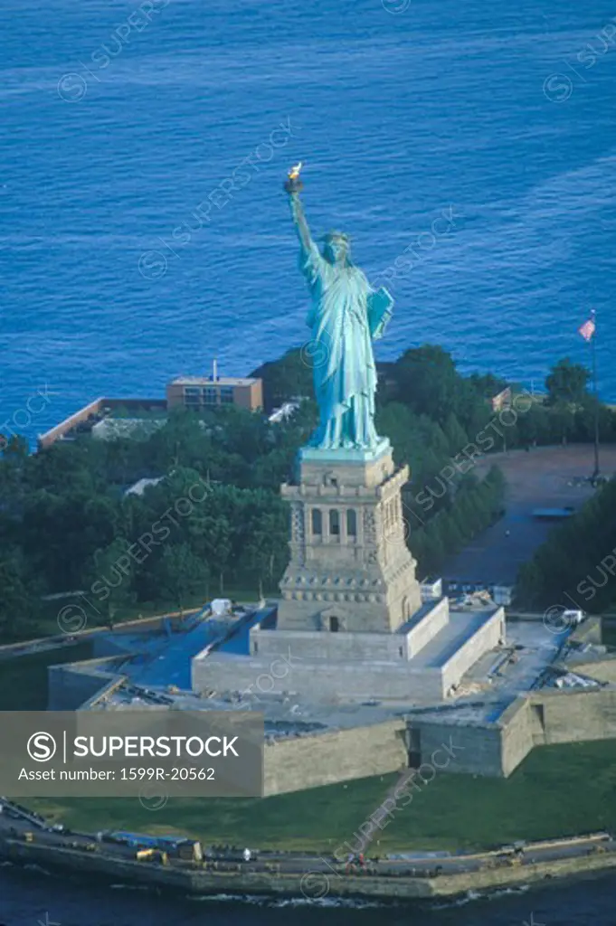 Aerial view of the Statue of Liberty , New York City, New York