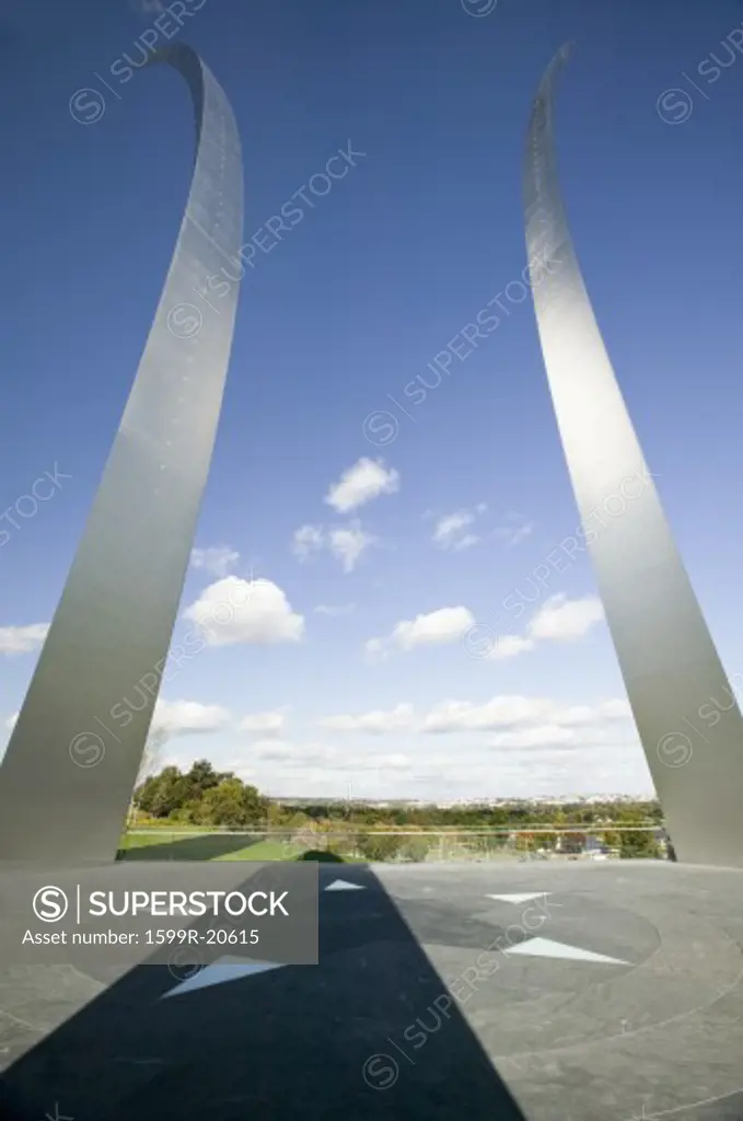 Three soaring spires of Air Force Memorial at One Air Force Memorial Drive, Arlington, Virginia in Washington D.C. area