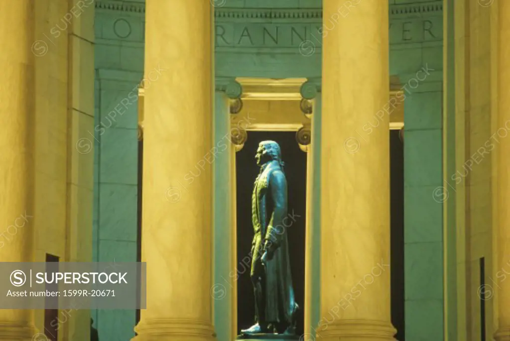 Profile of statue of Thomas Jefferson, Jefferson Memorial, Washington, DC