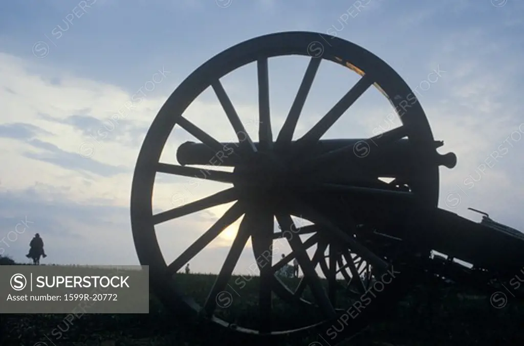 Silhouette of cannon at site of Battle of Manassas, Virginia, location of the battle that started Civil War