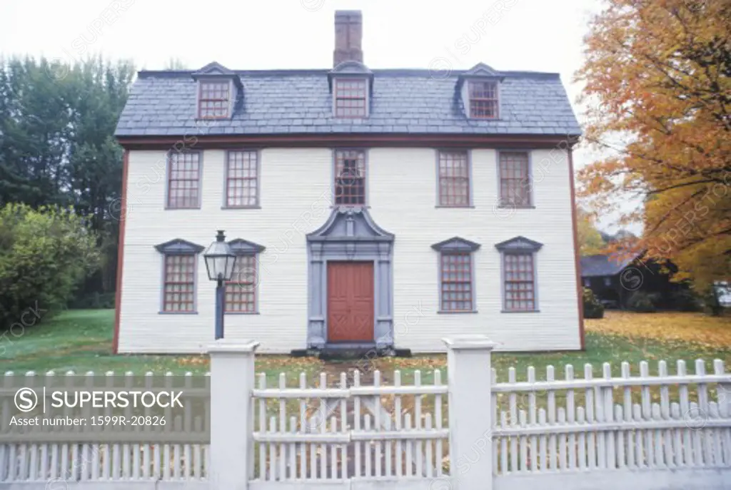 Exterior of home in historic Deerfield in Autumn, MA