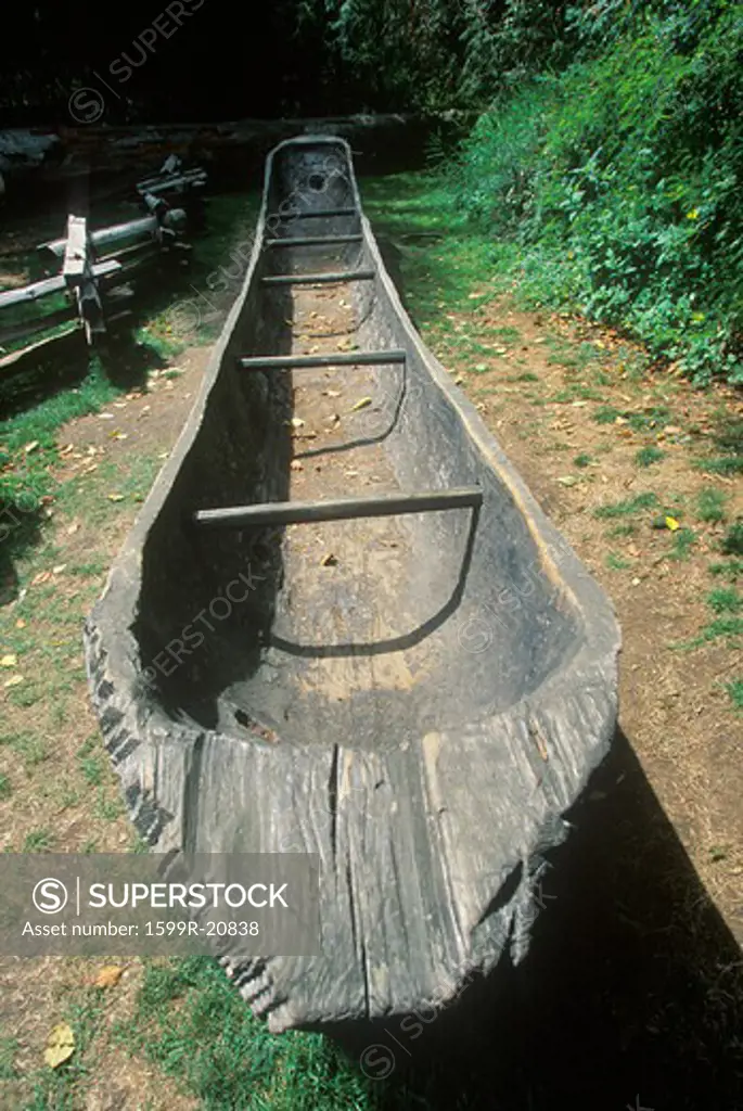 Replica of dugout canoe at the Lewis and Clark expedition headquarters of the Fort Clatsoo National Memorial