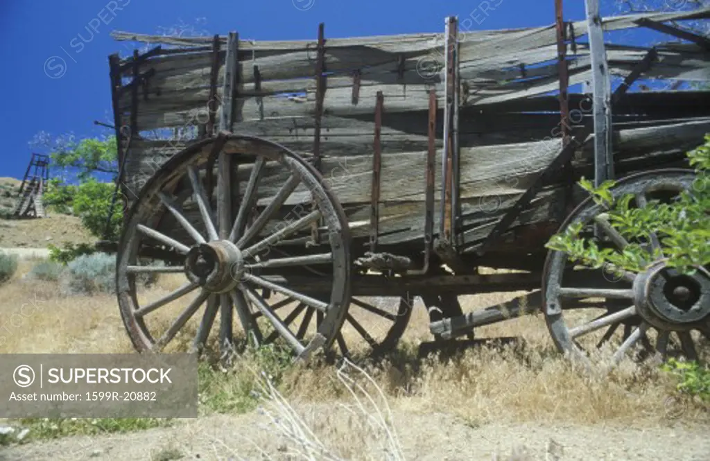 Old wagon on Route 50, outside of Sacramento, CA
