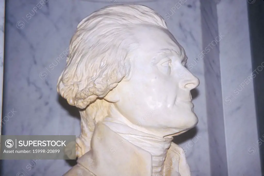 Profile bust of Thomas Jefferson in Library of Congress Washington D.C.