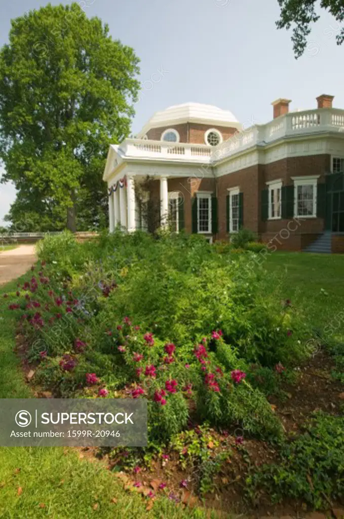 Front of Thomas Jefferson's Monticello, in Charlottesville, Virginia