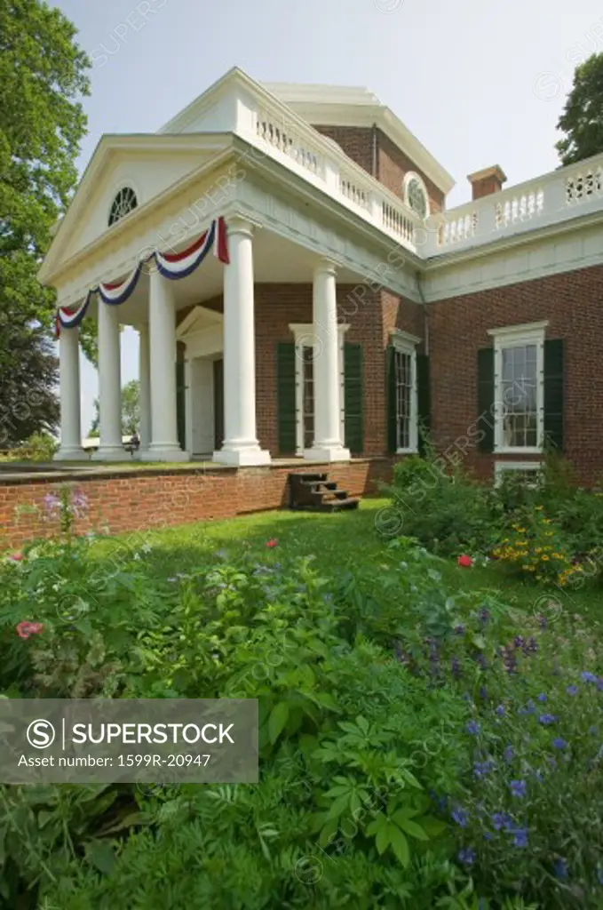 Front of Thomas Jefferson's Monticello, in Charlottesville, Virginia