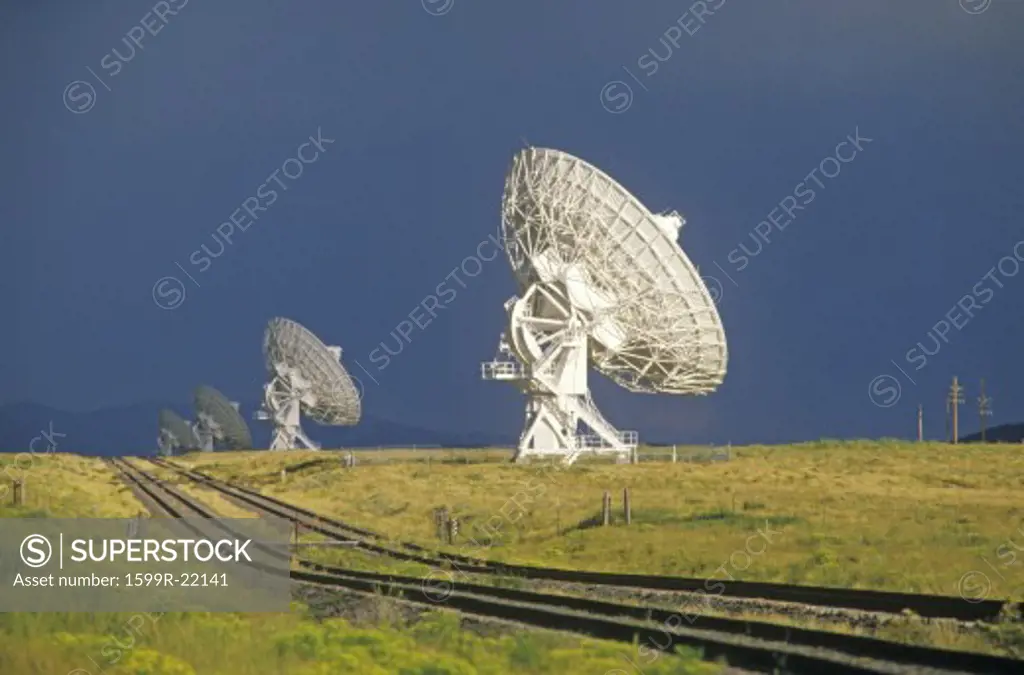Radio telescope dishes at National Radio Astronomy Observatory in Socorro, NM