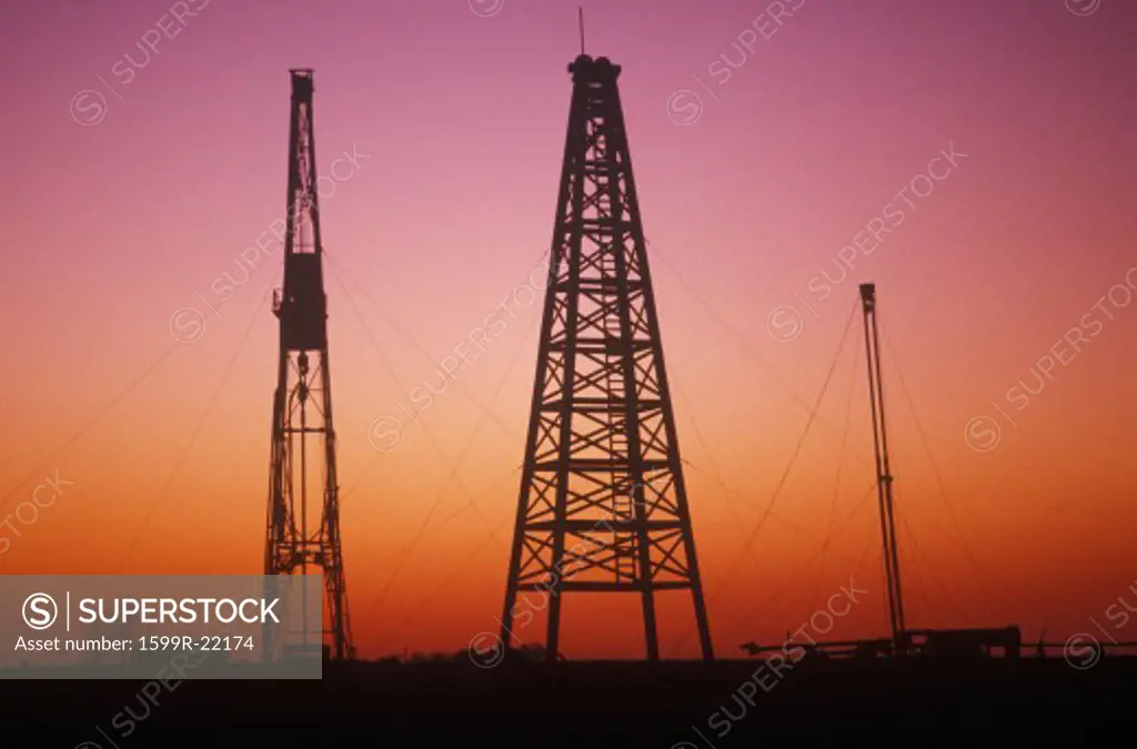 Old Oil Rig at Sunset in Russell, KS