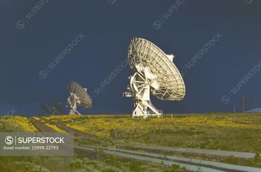 Digitally altered radio telescope dishes at National Radio Astronomy Observatory in Socorro, NM