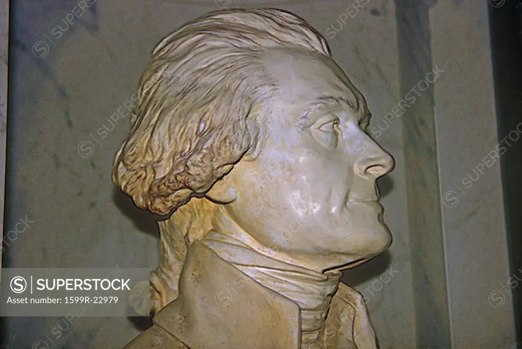 Digitally altered view of bust of Thomas Jefferson in Library of Congress Washington D.C.