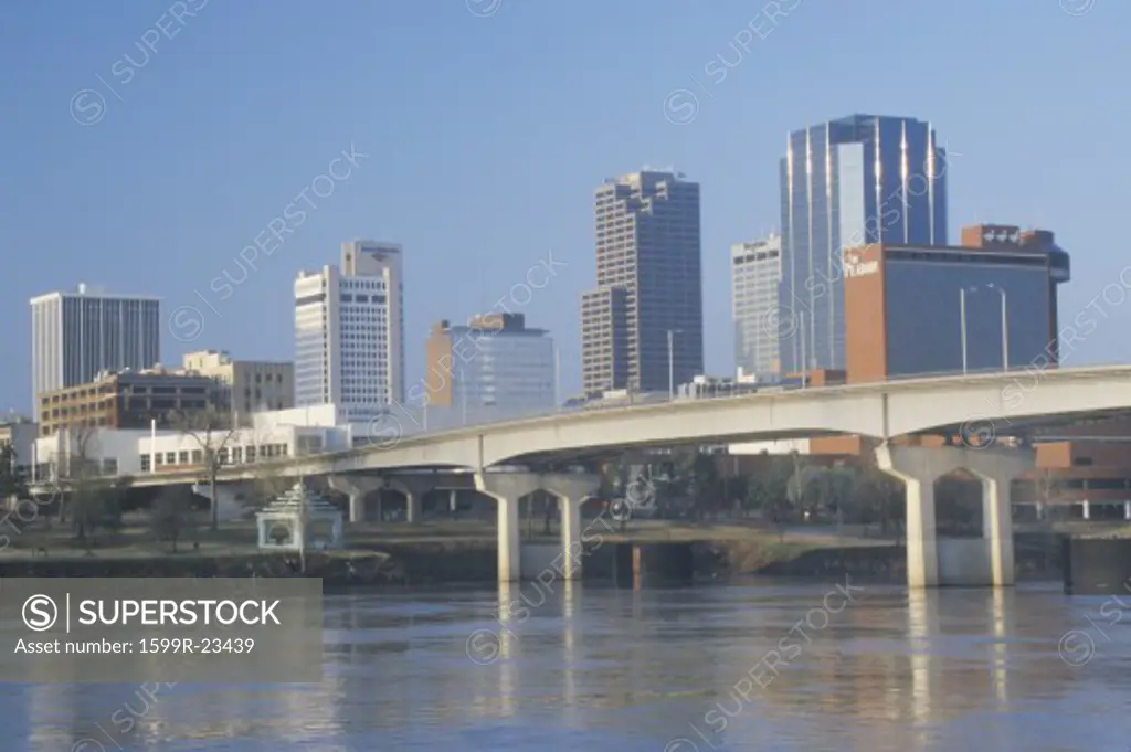 Arkansas River and skyline in Little Rock, Arkansas