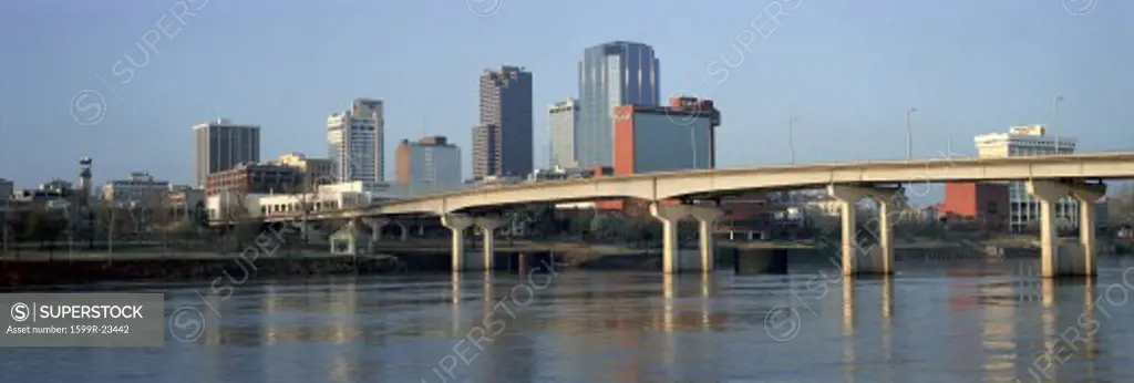 Panoramic view of Arkansas River and skyline in Little Rock, Arkansas