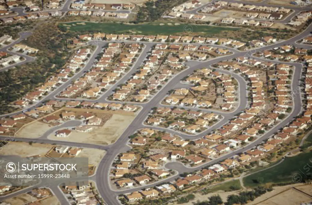 Aerial view of desert land use in Tucson, Arizona