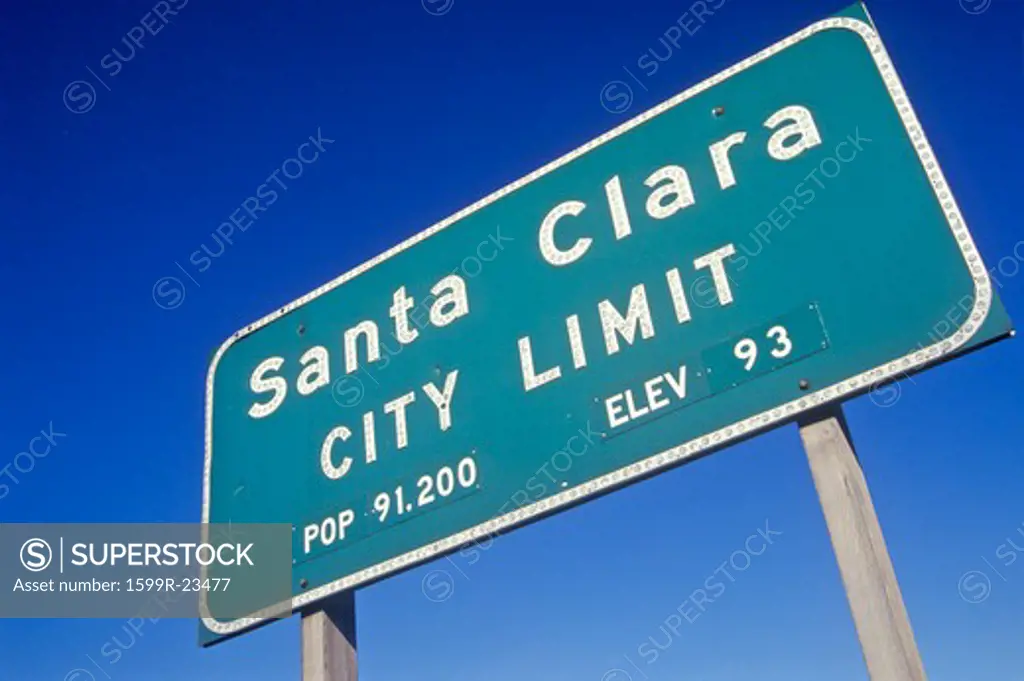 Santa Clara City Limit sign, Santa Clara, Silicon Valley, California