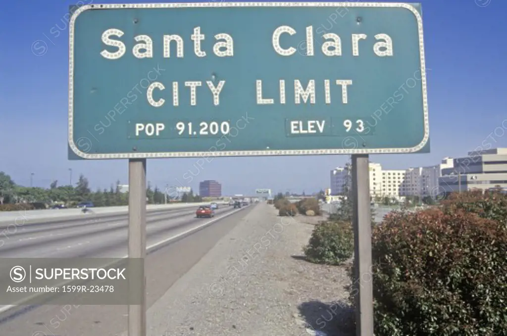 Santa Clara City Limit sign, Santa Clara, Silicon Valley, California