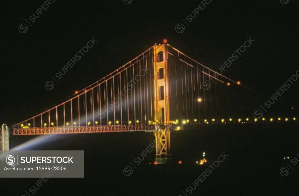 Dramatic lighting on the Golden Gate Bridge for it's 50th Anniversary, San Francisco, California