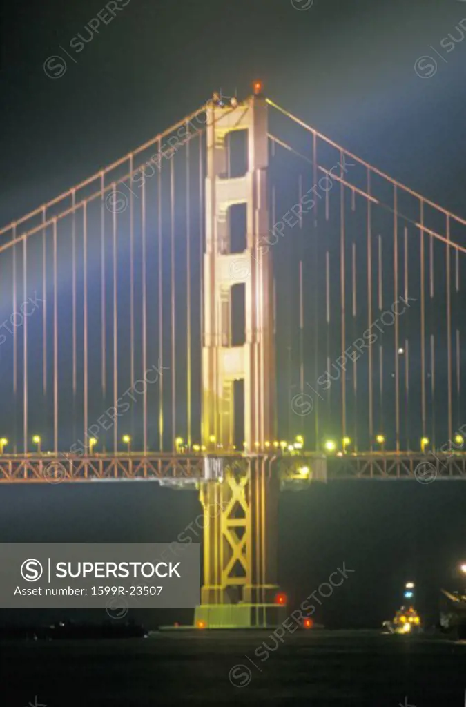 Dramatic lighting on the Golden Gate Bridge for it's 50th Anniversary, San Francisco, California
