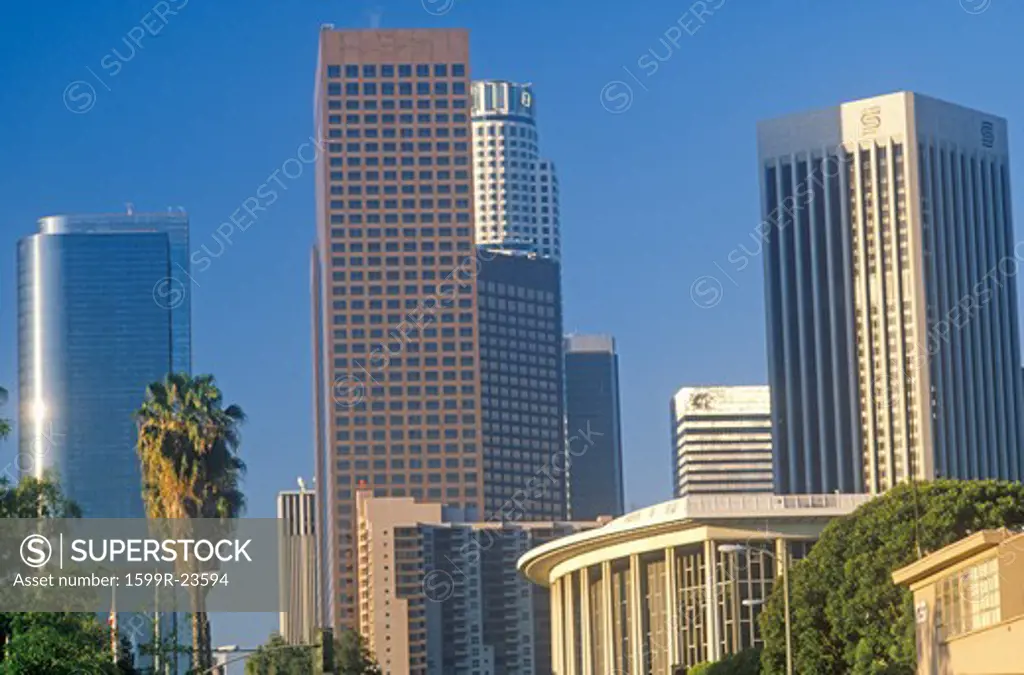 Morning view of new Los Angeles skyline, Los Angeles, California