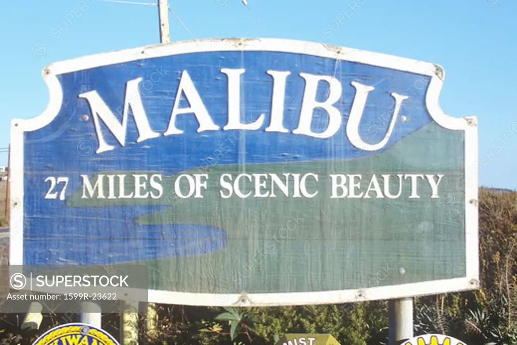 Malibu 27 Miles Of Scenic Beauty sign, Malibu, California