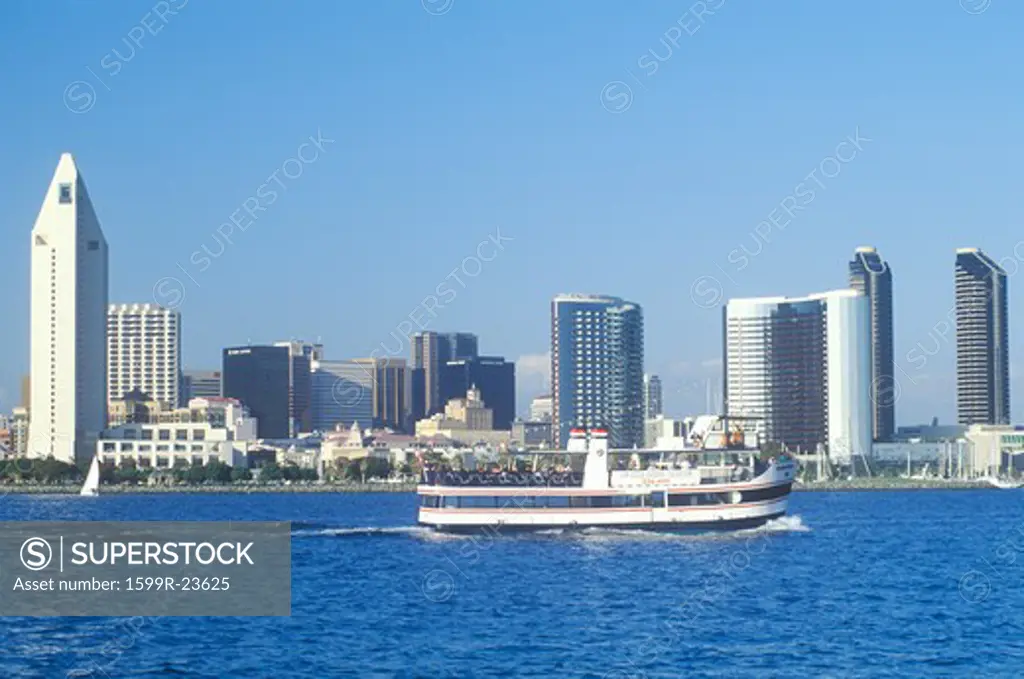 San Diego harbor and skyline from Coronado, San Diego, California