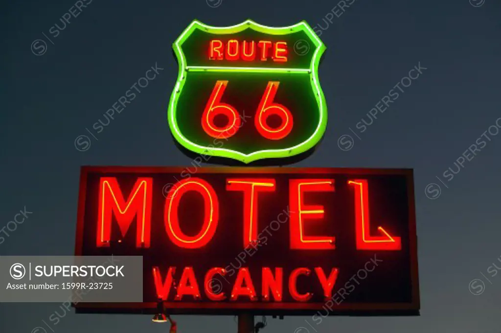 Route 66 Neon sign in Barstow California
