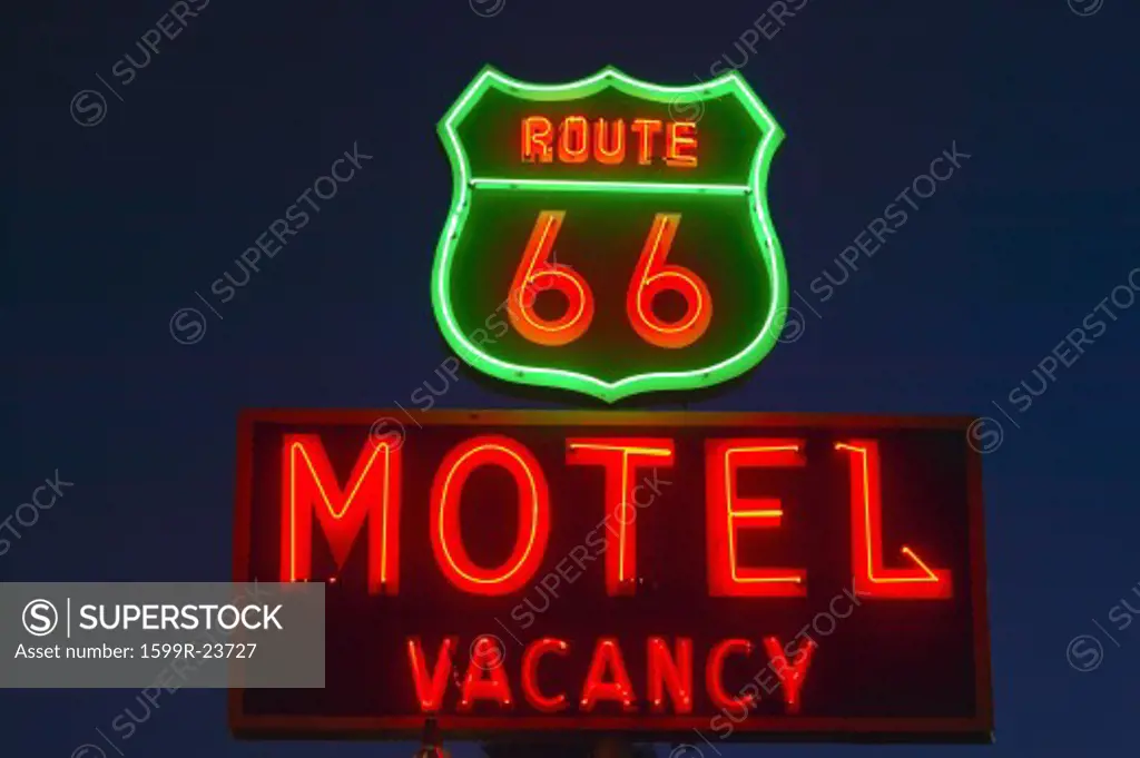 Route 66 neon sign in Barstow California
