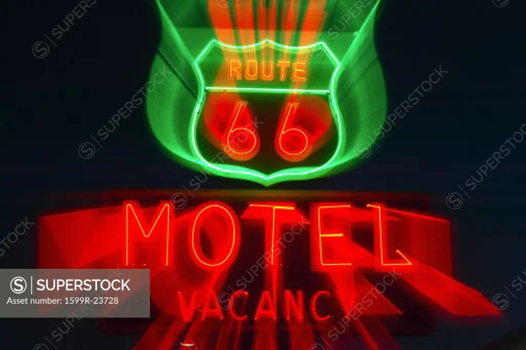 Route 66 neon sign in Barstow California