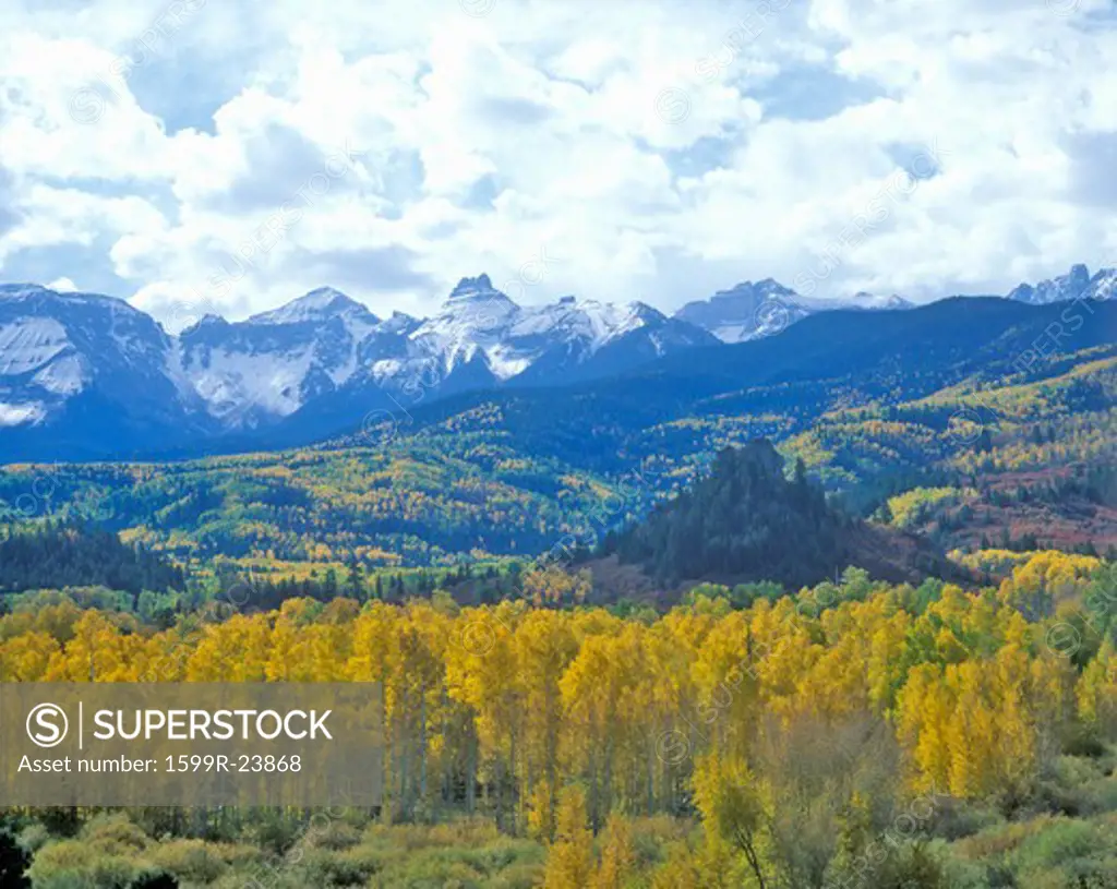 Autumn colors in the Sneffels Mountain Range, Dallas Divide, San Juan National Forest, Colorado
