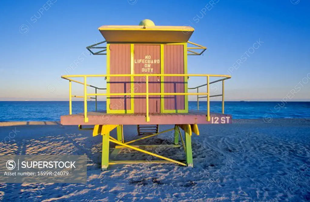Lifeguard house on south beach, Miami Beach, Florida