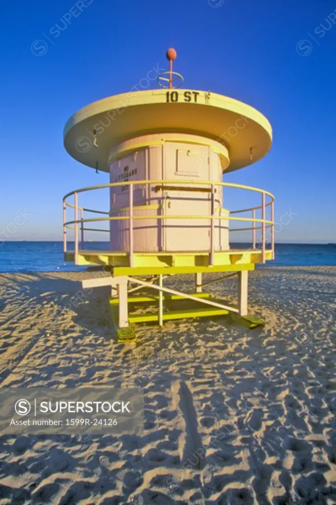 Art deco style lifeguard house on south beach, Miami Beach, Florida