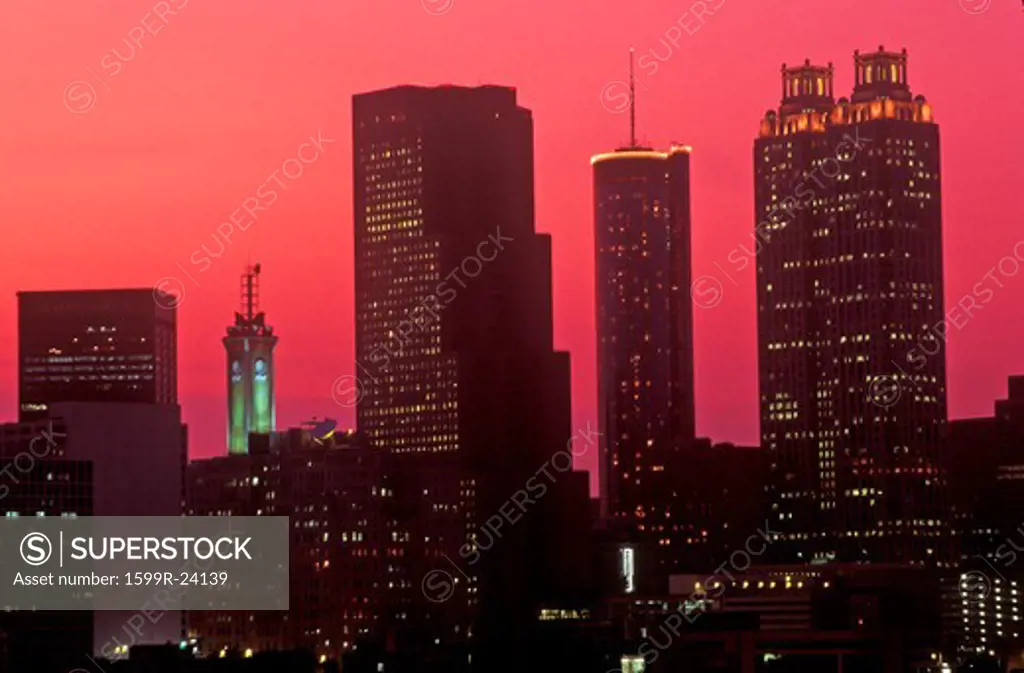 Skyline view at sunset of the state capital of Atlanta, Georgia