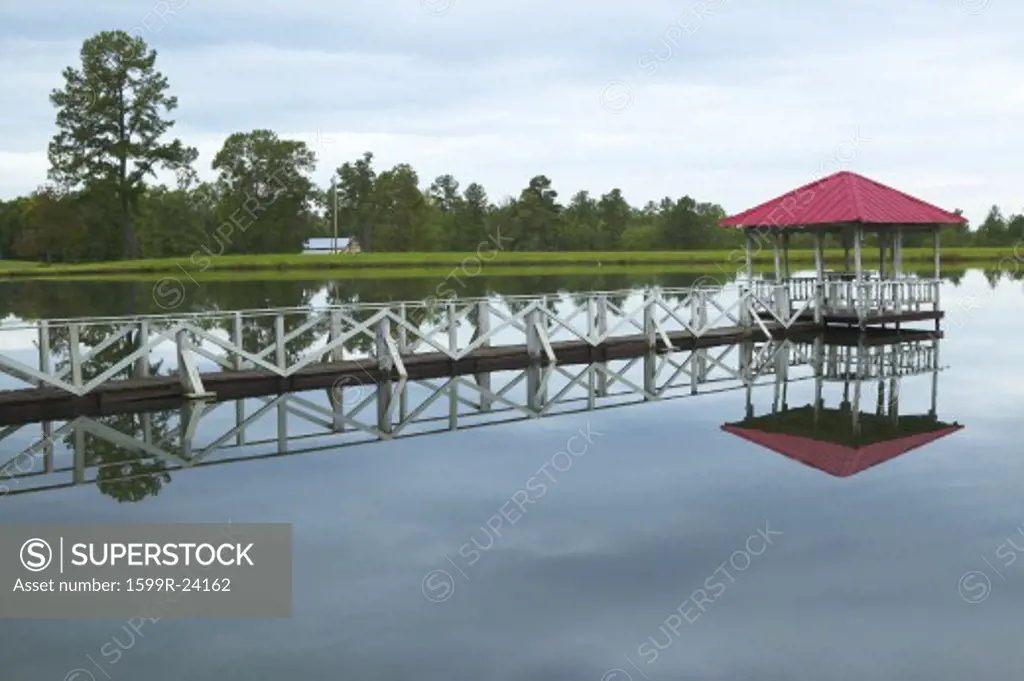 Gazebo with boat dock along Highway 22 in Central Georgia
