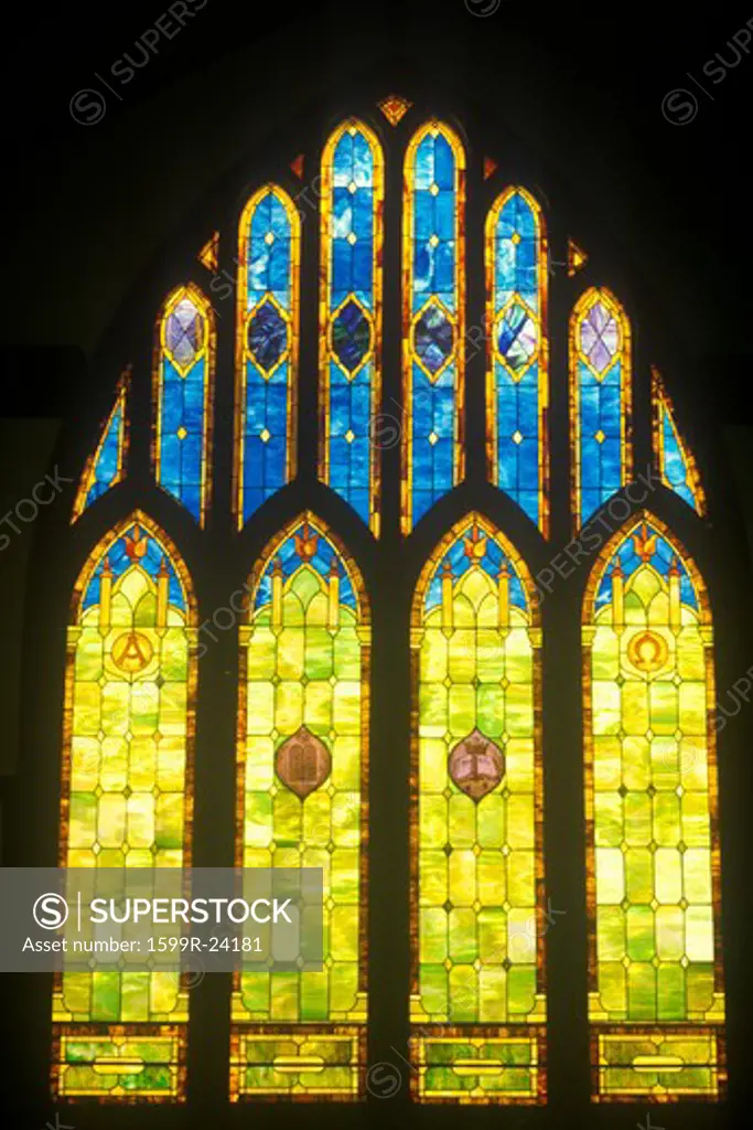 Stained Glass Window in Church, Kauai, Hawaii