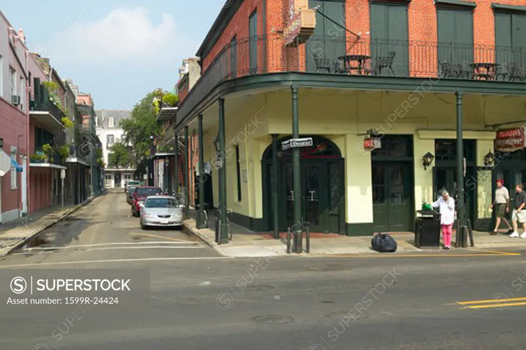 French Quarter of New Orleans, Louisiana, with morning light on red brick buildings