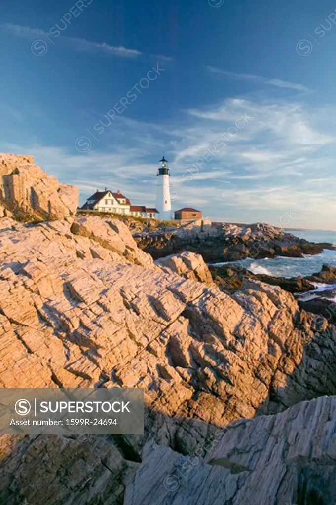 Sunrise view of Portland Head Lighthouse, Cape Elizabeth, Maine