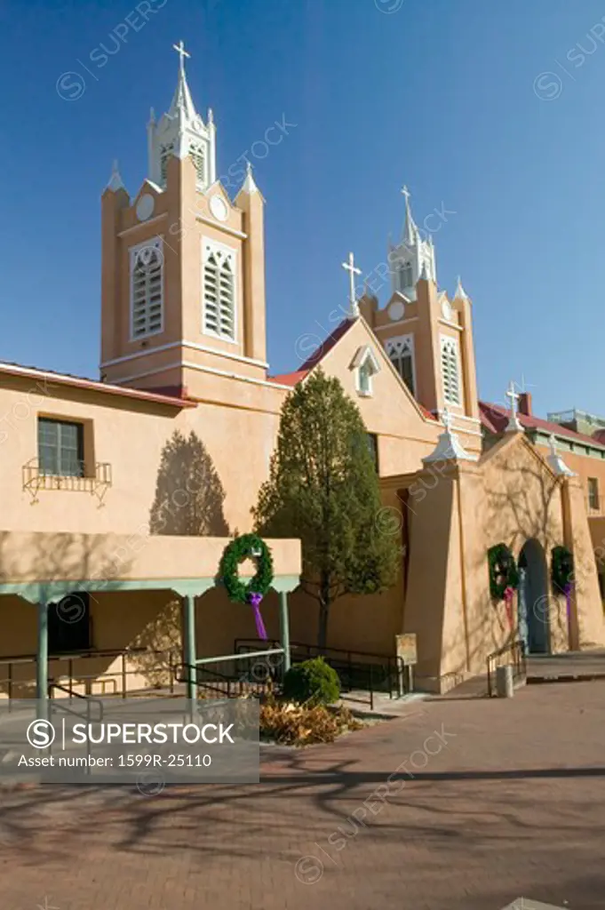 San Felipe de Neri Catholic Church is on the National and State registers of historic places, is located in the Old Town of Albuquerque, New Mexico and began services in 1796
