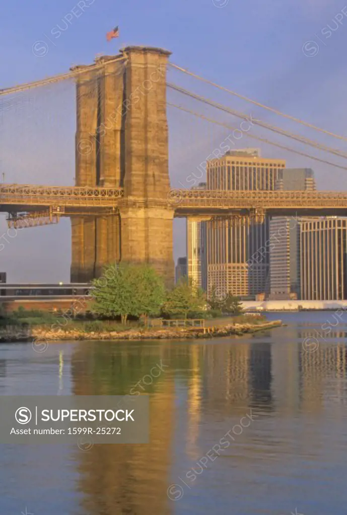 Brooklyn Bridge over the East River at Sunrise, NY