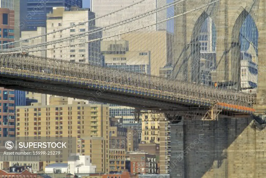 Brooklyn Bridge with Manhattan in background, New York City, NY