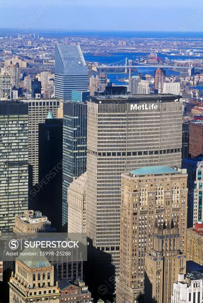 Manhattan skyline featuring the Met Life Building, New York City, NY