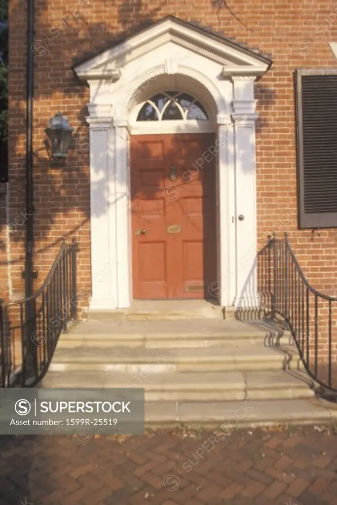 18th Century doorway near Independence Hall in historic district of Philadelphia, PA