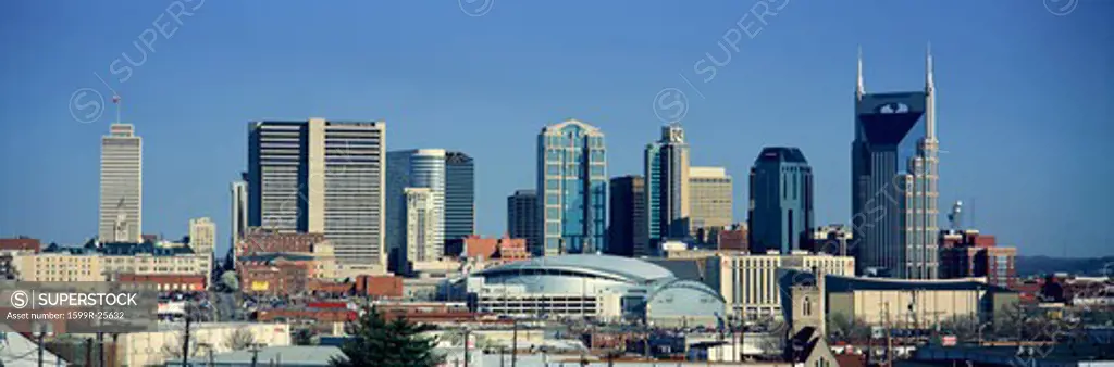Panoramic view of Nashville, Tennessee Skyline in morning light