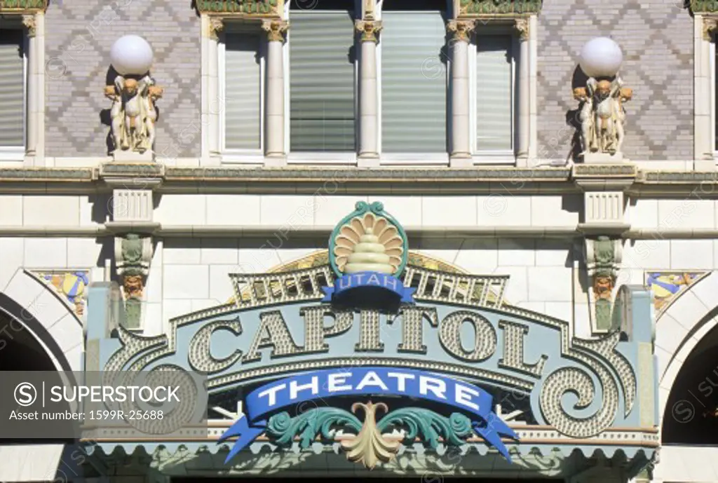 Close up of the sign outside of Capitol Theatre, Salt Lake City, UT