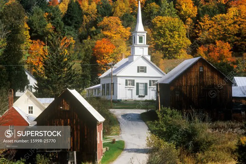 Methodist Church in Waits River, VT in autumn