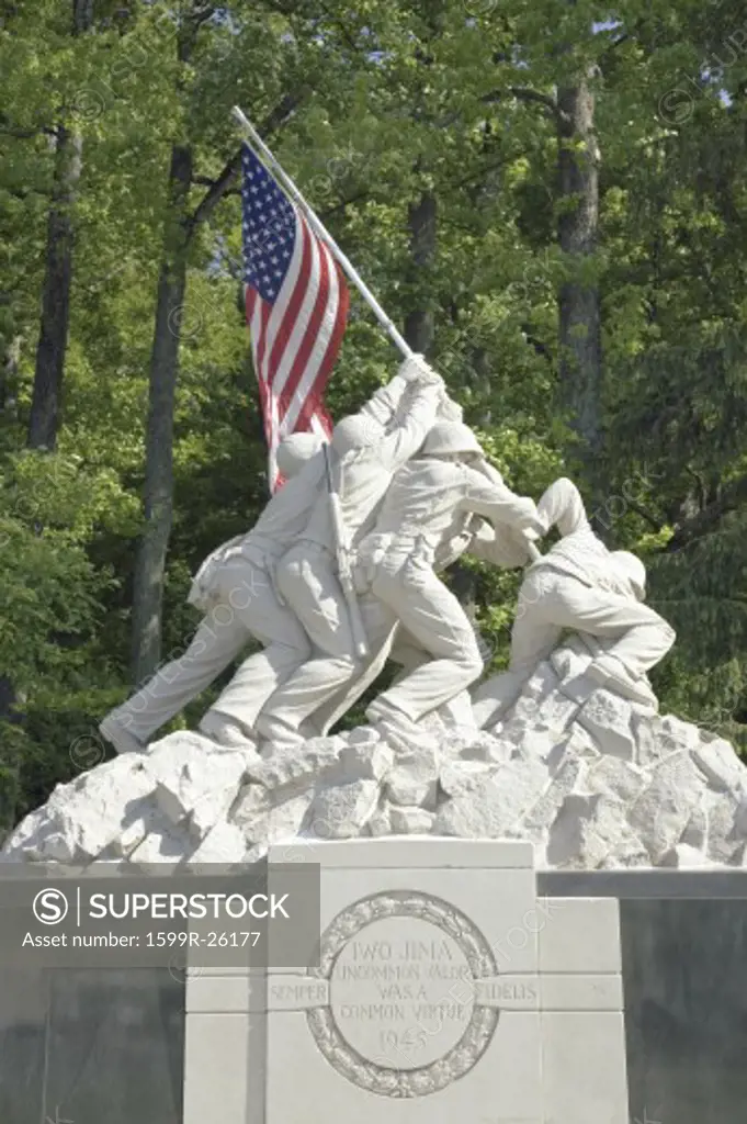 Replica of Iwo Jima statue near National Museum of the Marine Corps at the entrance to the Quantico Marine Corps Base, 18900 Jefferson Davis Highway, Triangle, VA