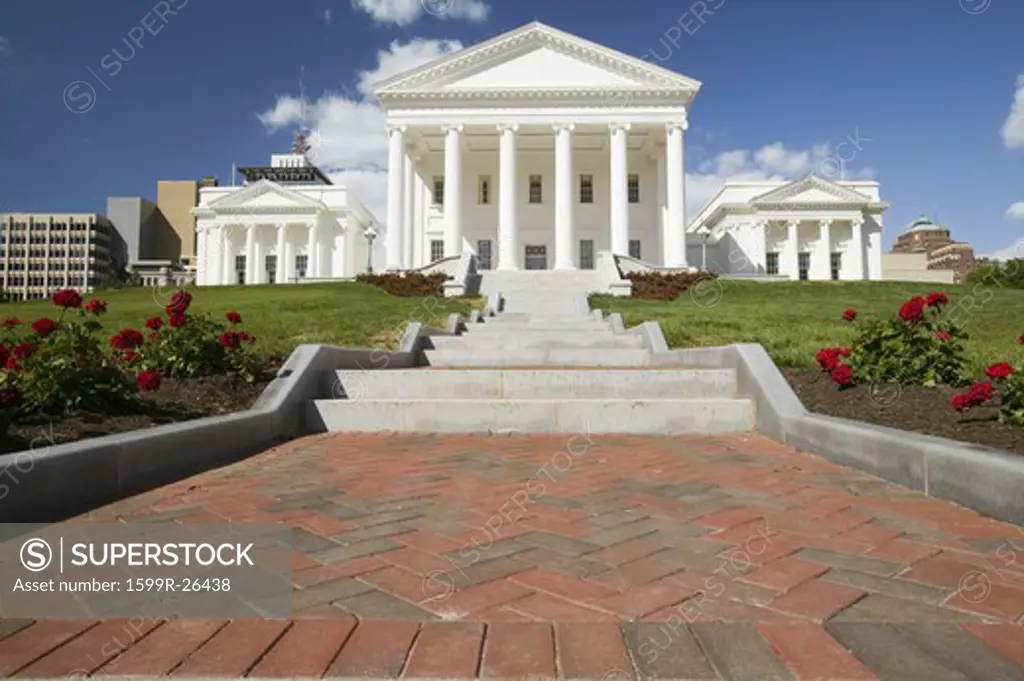 The 2007 restored Virginia State Capitol, designed by Thomas Jefferson who was inspired by Greek and Roman Architecture, Richmond, Virginia