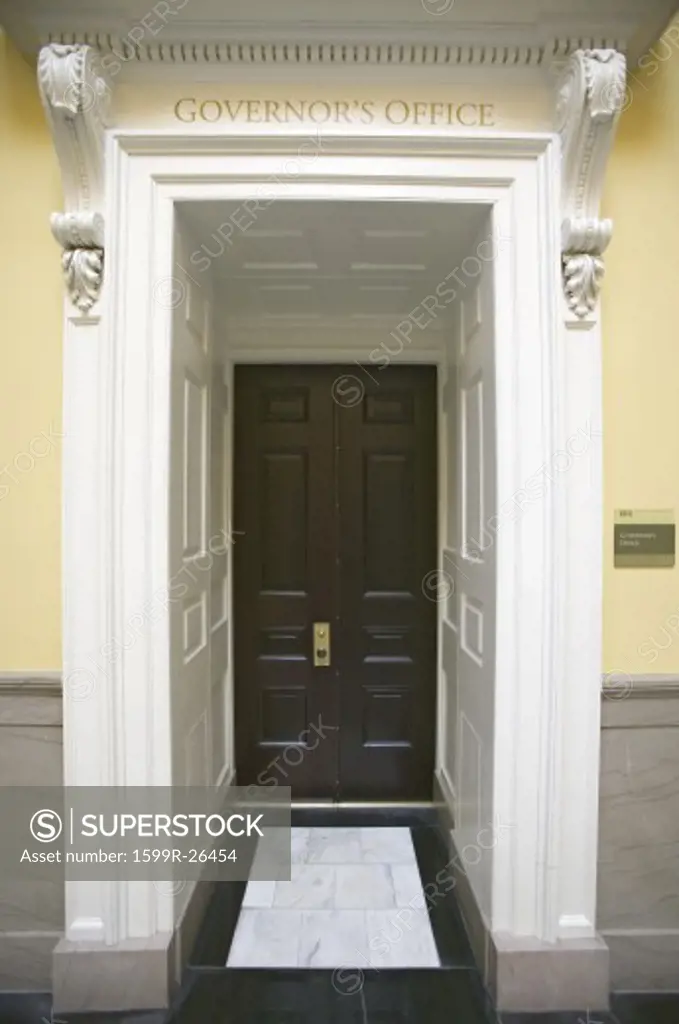 Doorway to Governor's Office of Virginia State Capitol, Richmond Virginia