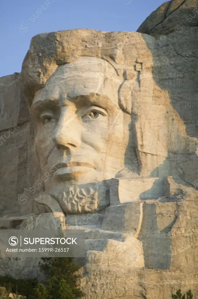 Close-up of President Abraham Lincoln at Mount Rushmore National Memorial, South Dakota
